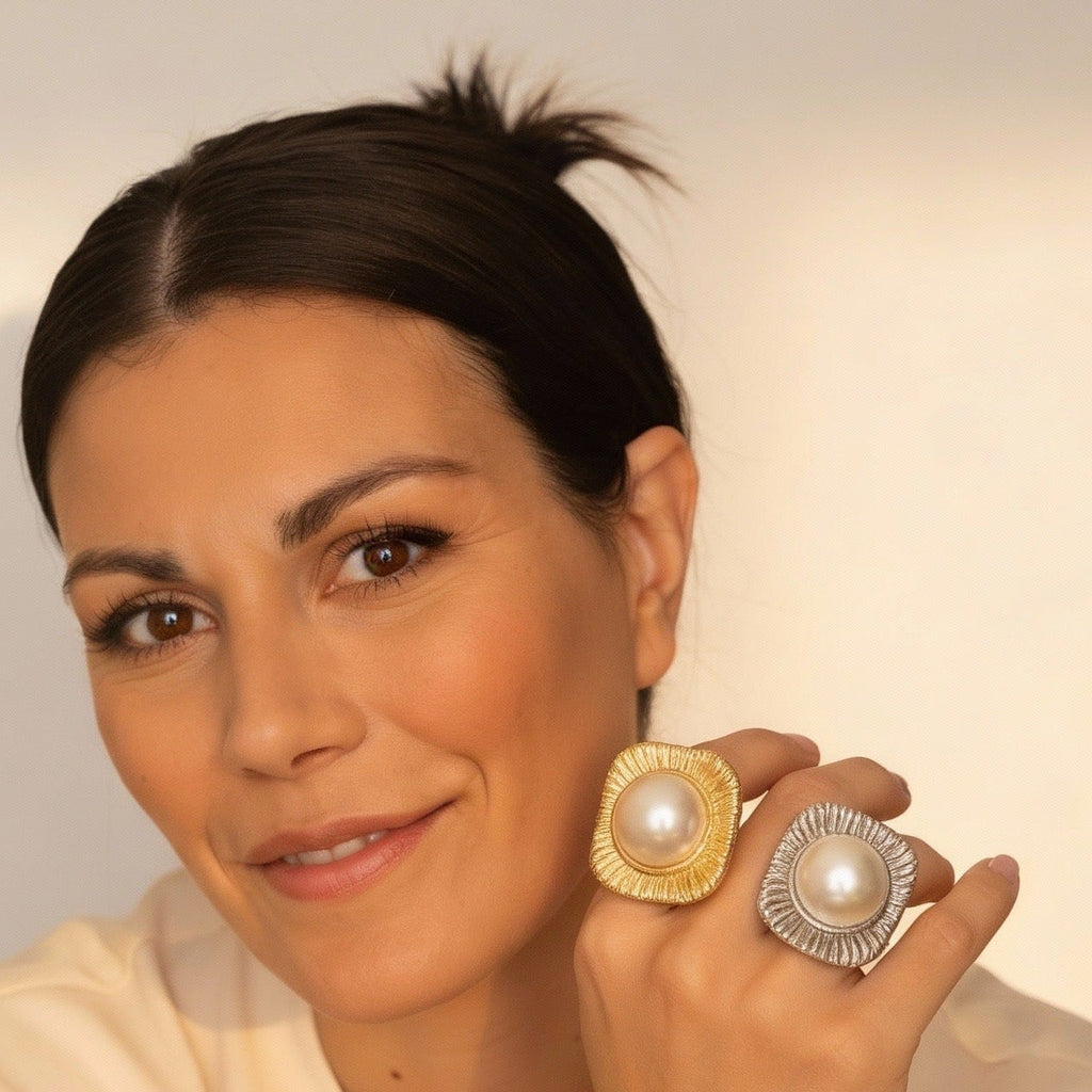 ANELLO IN ACCIAIO REGOLABILE "PERLA GRANDE"