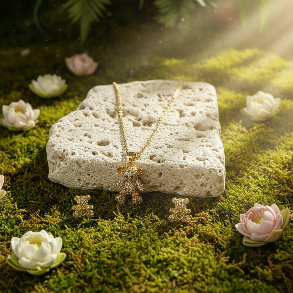 SET  ORECCHINI E COLLANA "ORSETTO LUMINOSO"