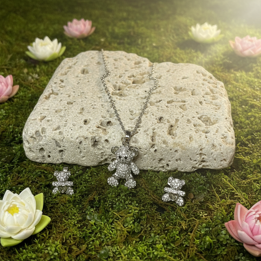 SET  ORECCHINI E COLLANA "ORSETTO LUMINOSO"