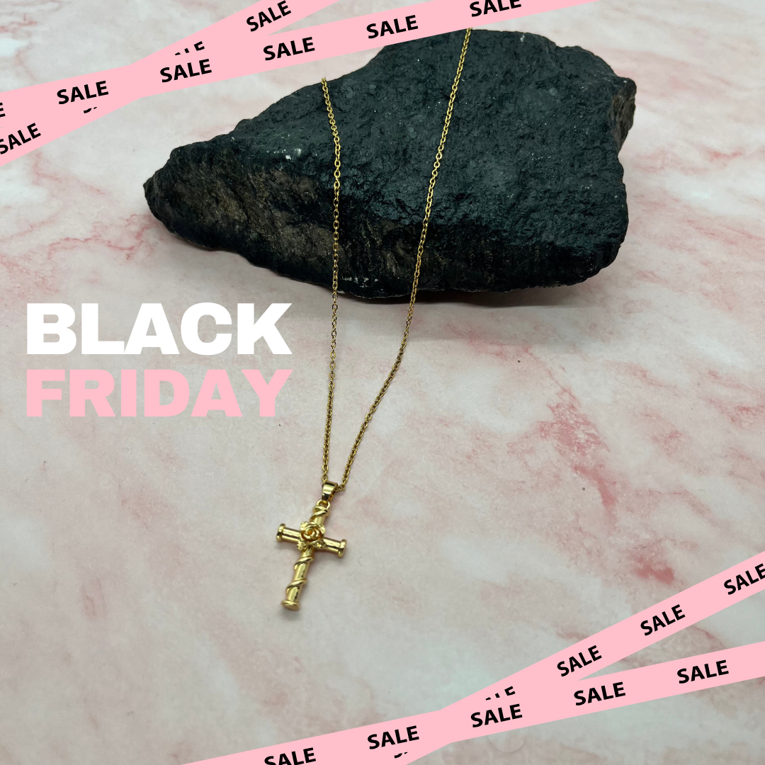 COLLANA CROCE CUORE DI ROSA