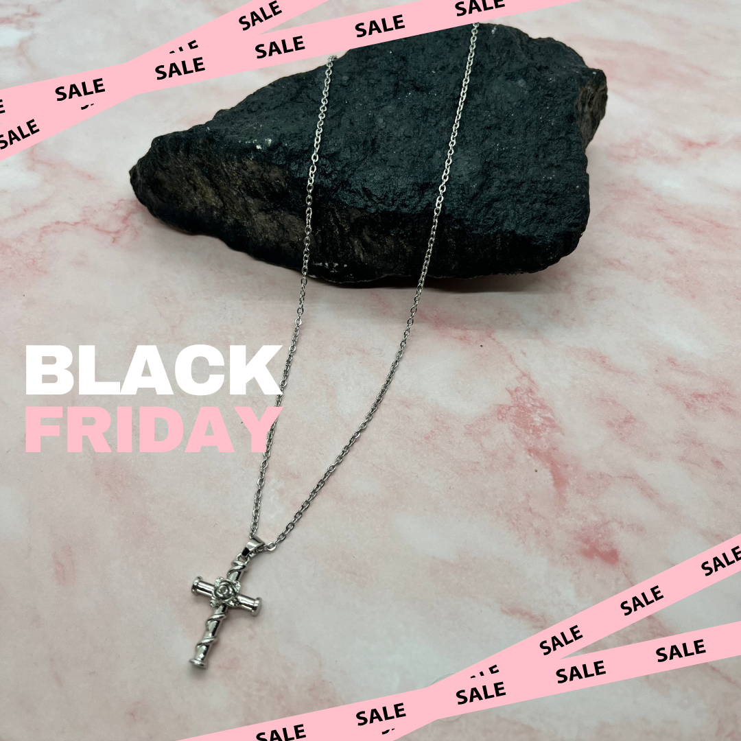 COLLANA CROCE CUORE DI ROSA