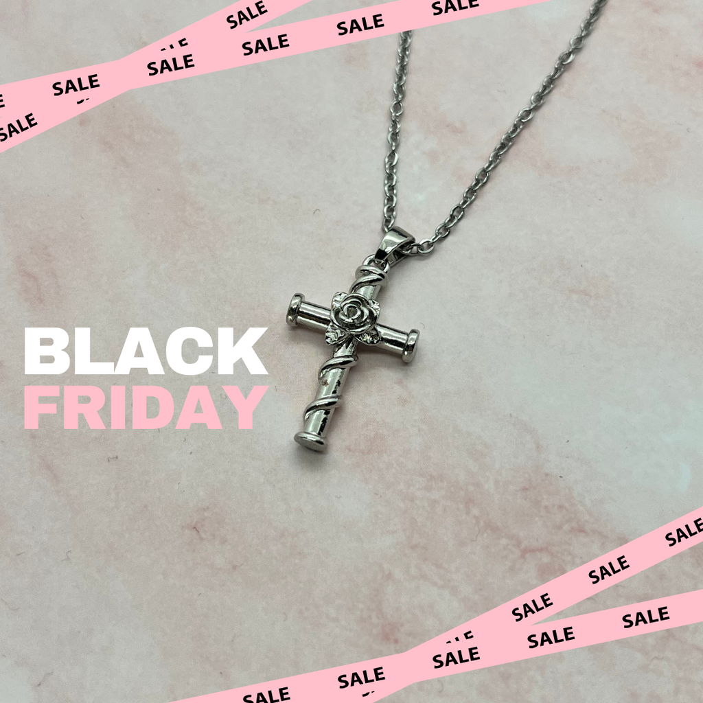 COLLANA CROCE CUORE DI ROSA