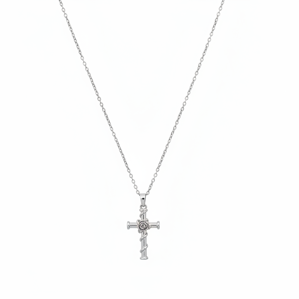 COLLANA  IN ACCIAIO “CUORE DI ROSA”