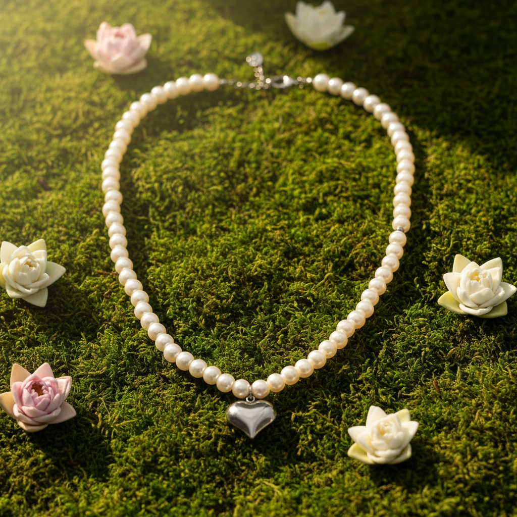 COLLANA CUORE PERLATO