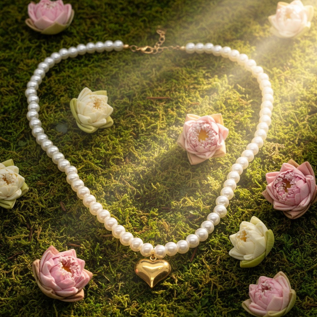 COLLANA CUORE PERLATO