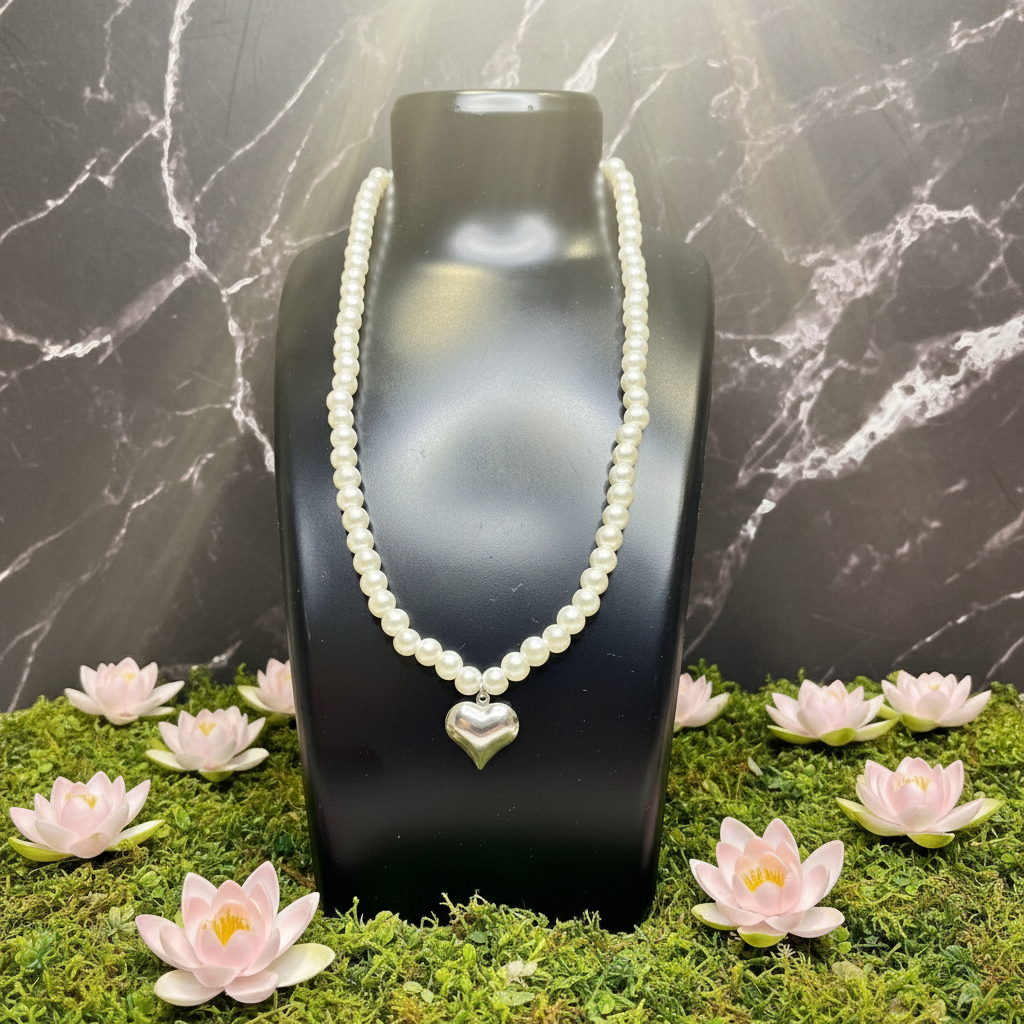 COLLANA CUORE PERLATO