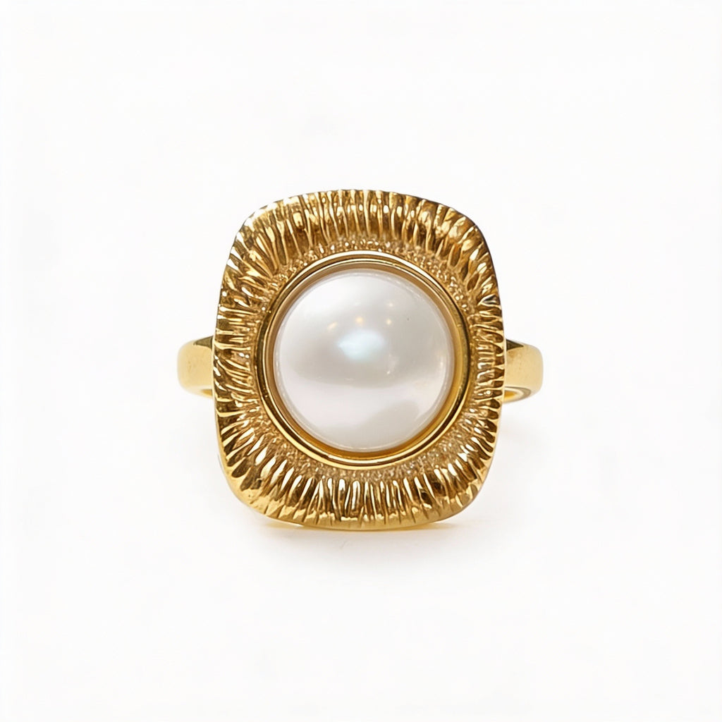 ANELLO IN ACCIAIO REGOLABILE "PERLA GRANDE"