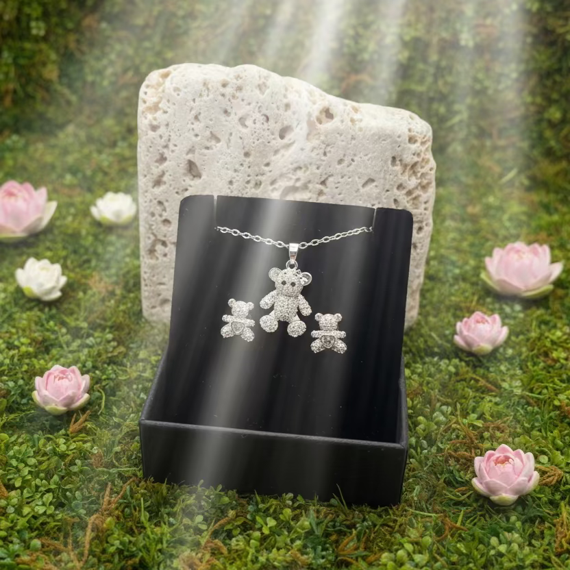 SET  ORECCHINI E COLLANA "ORSETTO LUMINOSO"