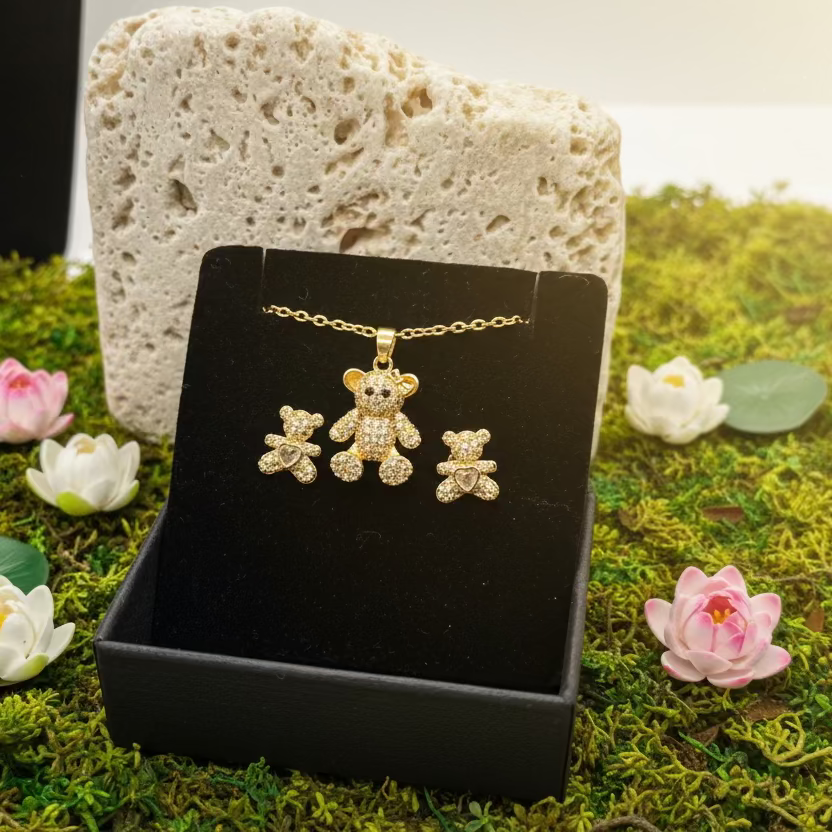 SET  ORECCHINI E COLLANA "ORSETTO LUMINOSO"