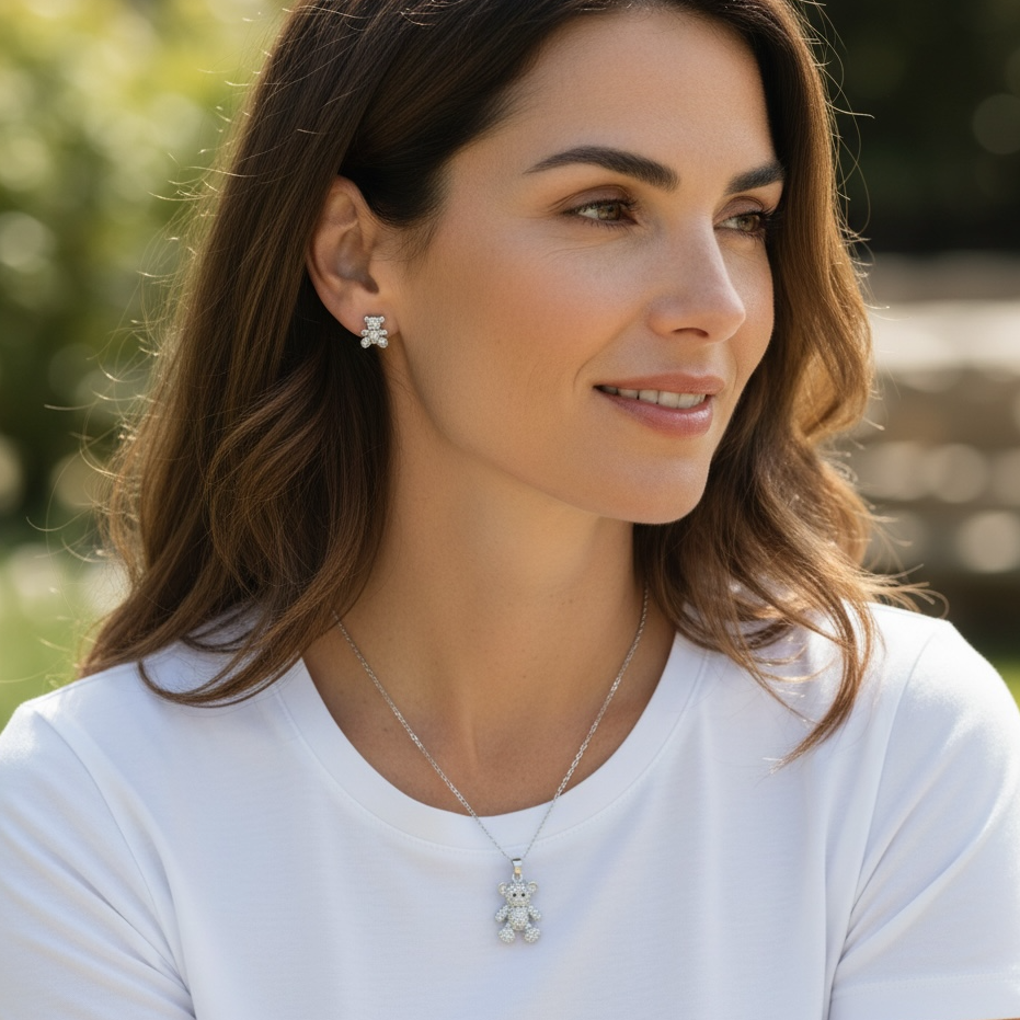 SET  ORECCHINI E COLLANA "ORSETTO LUMINOSO"