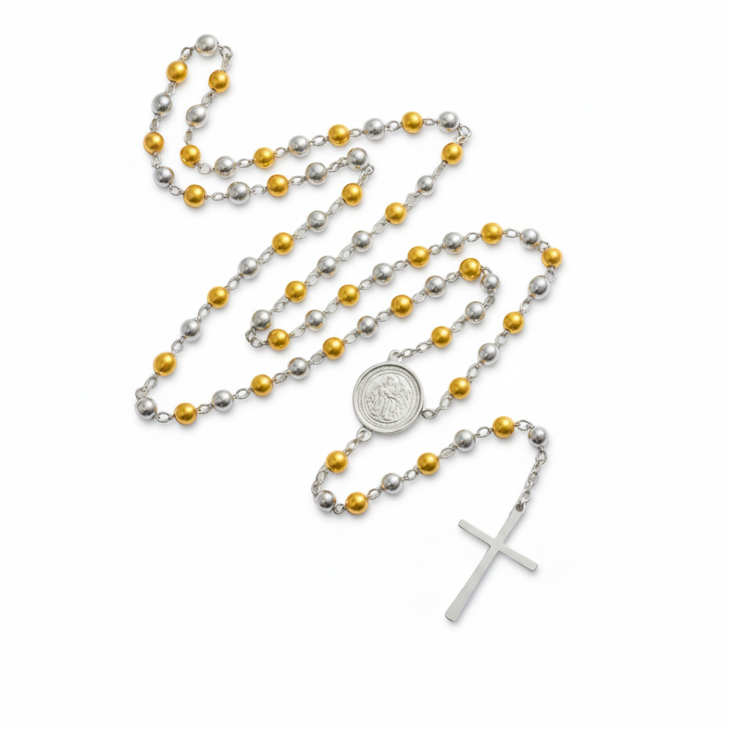 COLLANA ROSARIO IN ACCIAIO