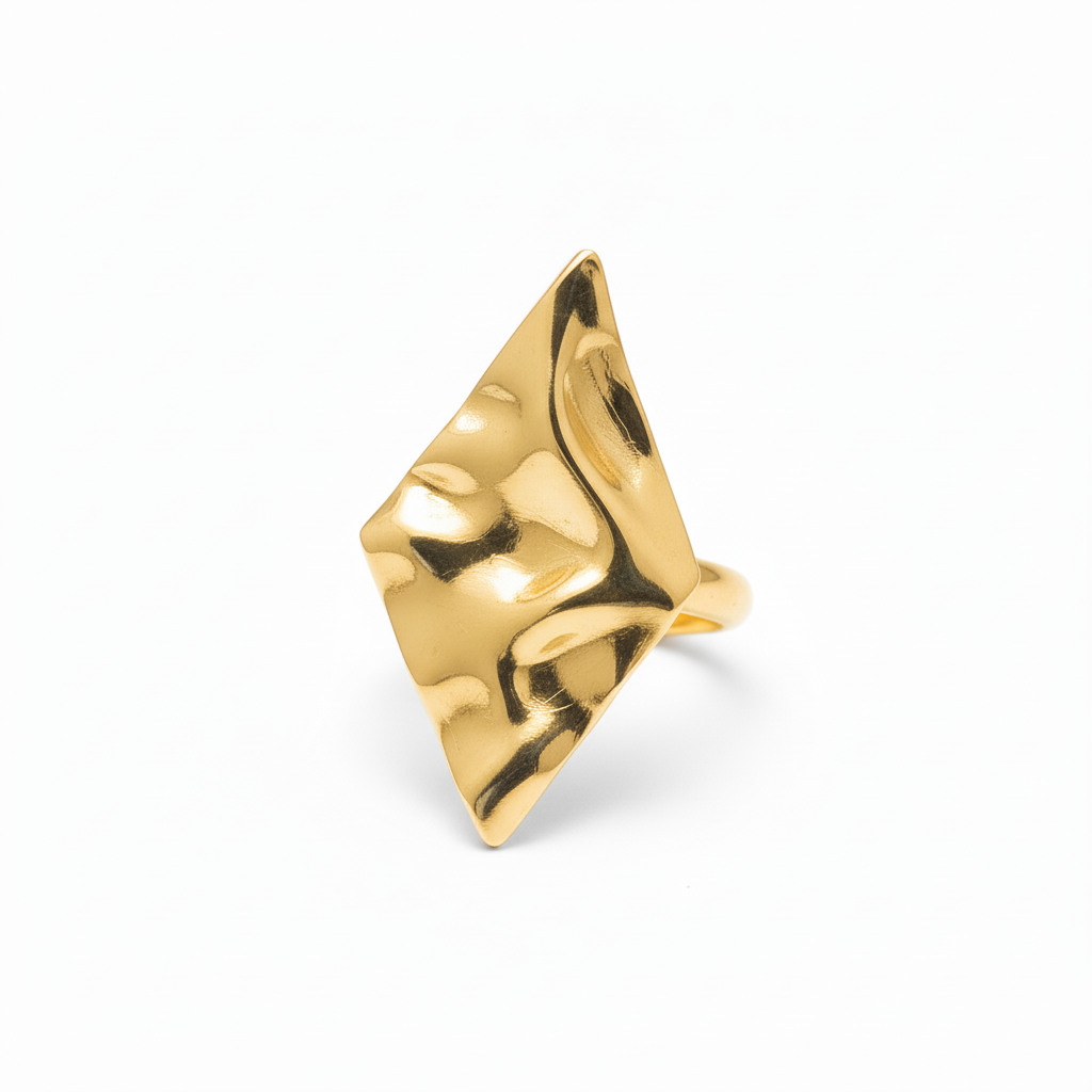 ANELLO IN ACCIAIO REGOLABILE “ROMBO MARTELLATO”