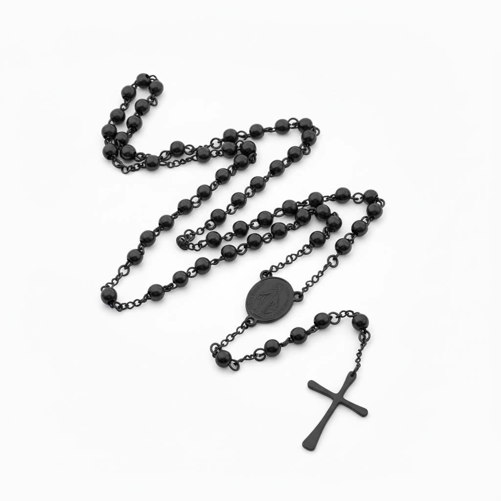 COLLANA ROSARIO IN ACCIAIO