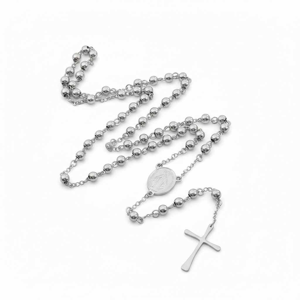 COLLANA ROSARIO IN ACCIAIO