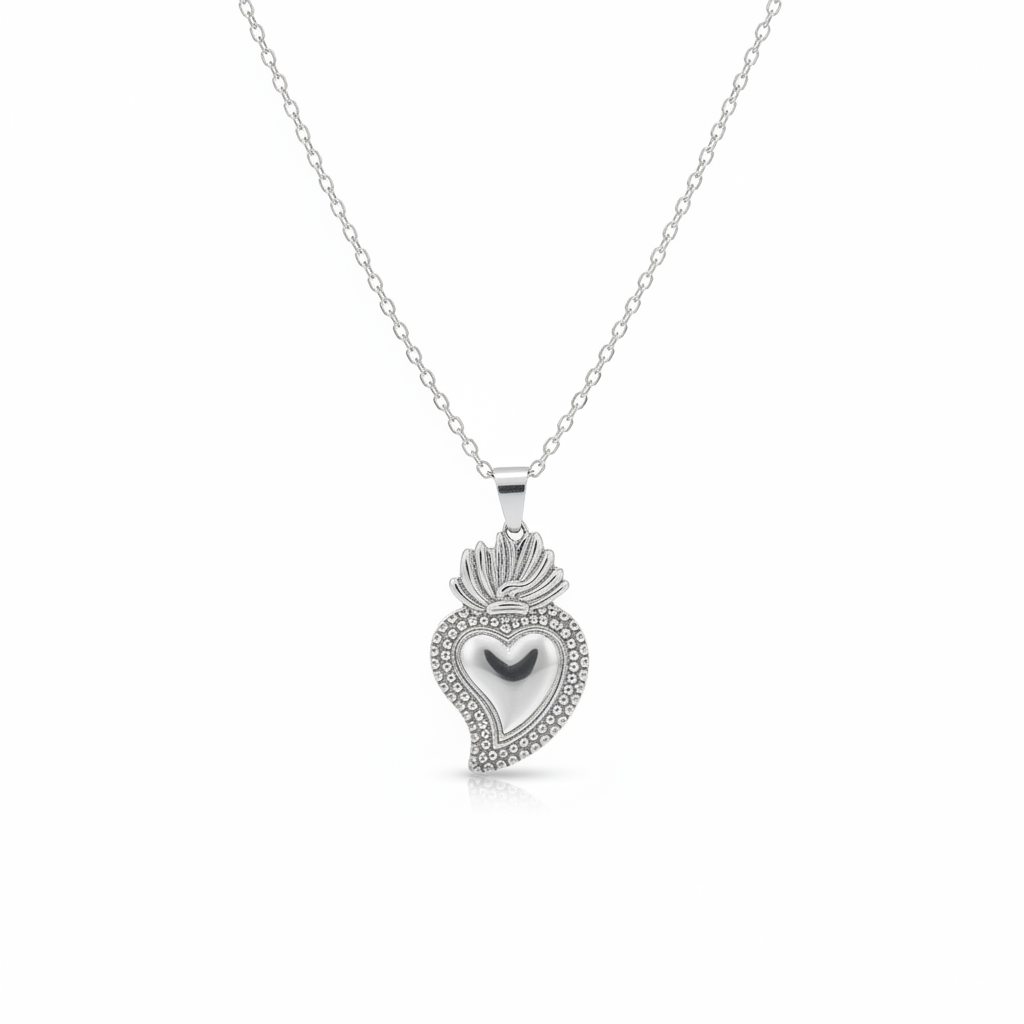 COLLANA IN ACCIAIO  CUORE SACRO DI GESU'