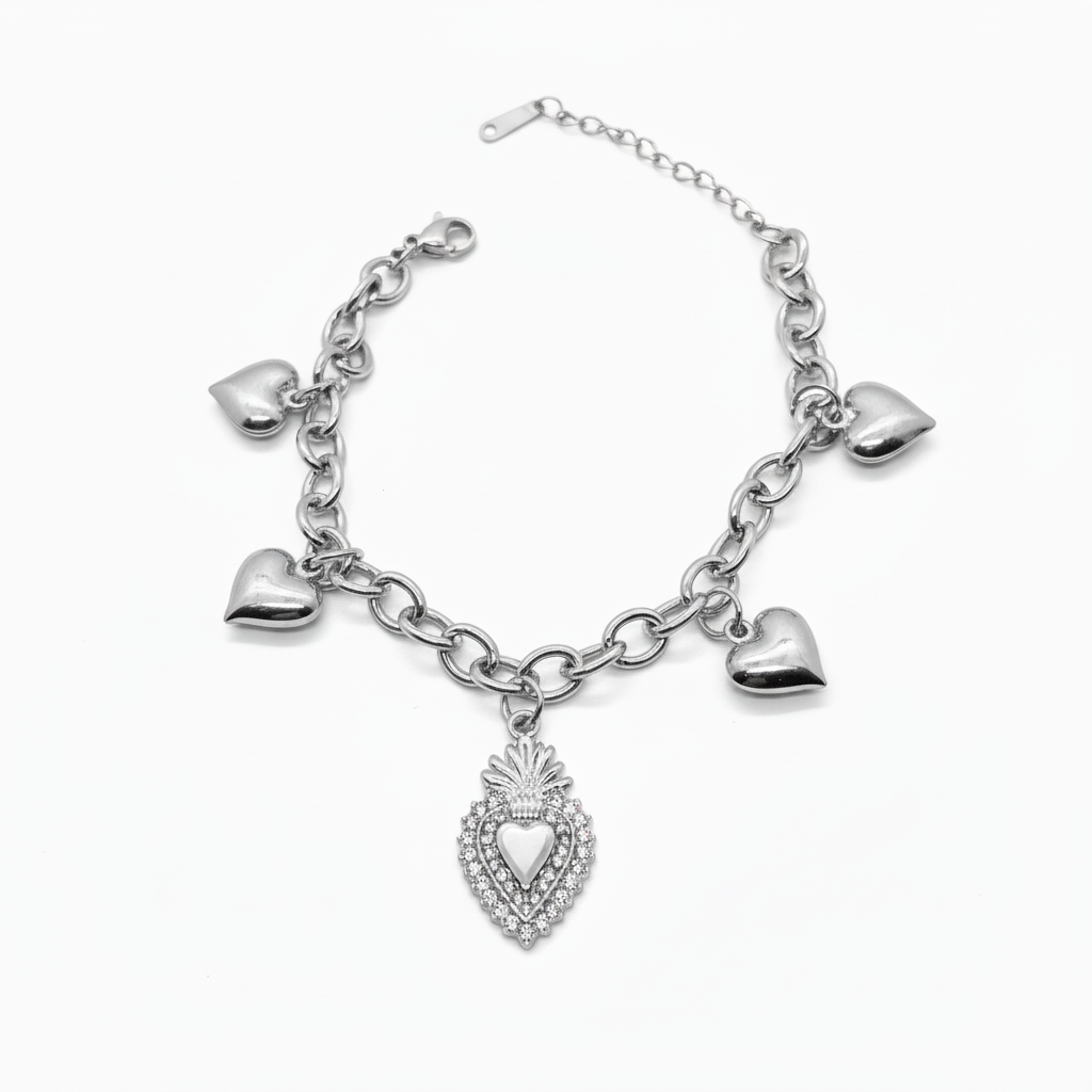 BRACCIALE IN ACCIAIO  "CUORE DI PASSIONE"