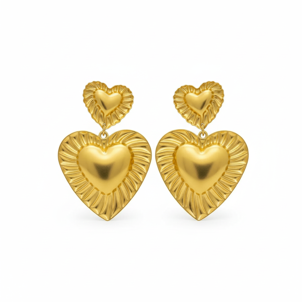 ORECCHINI IN ACCIAIO "DOPPIO CUORE"