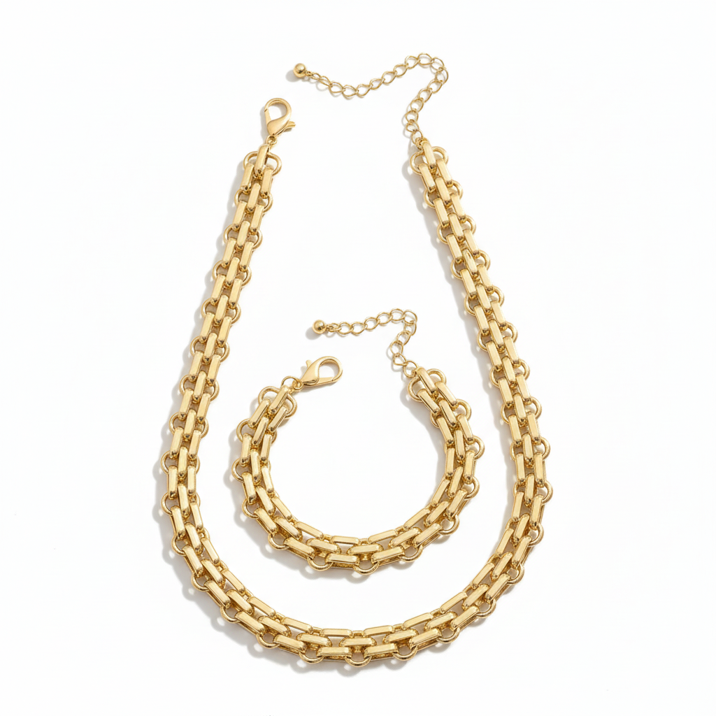 COLLANA IN ACCIAIO "LUXURY" SET COLLANA E BRACCIALE