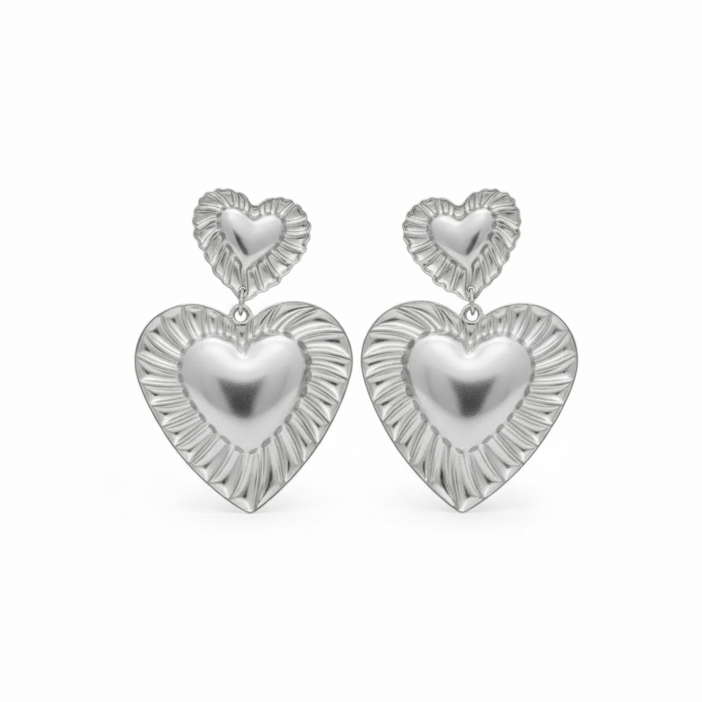 ORECCHINI IN ACCIAIO "DOPPIO CUORE"