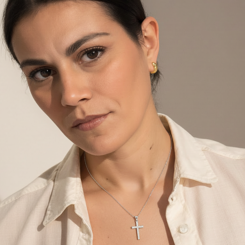 COLLANA IN ACCIAIO  "ZIRCONIA"
