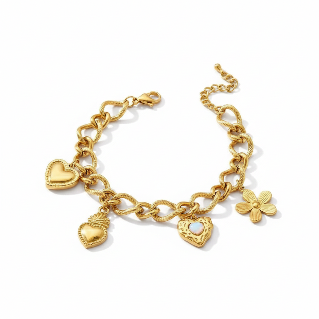 BRACCIALE IN ACCIAIO "CUORICINI"