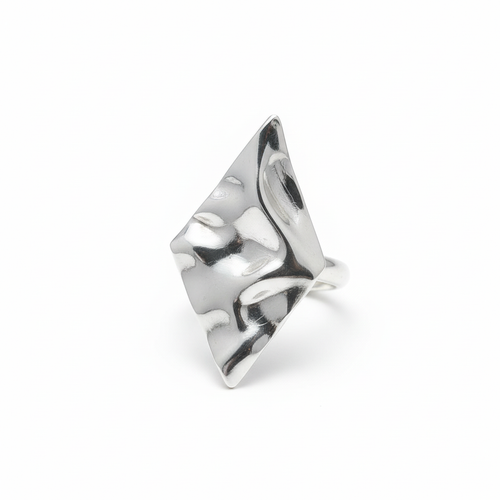 ANELLO IN ACCIAIO REGOLABILE “ROMBO MARTELLATO”