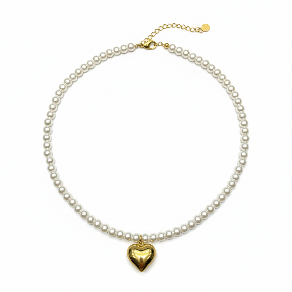 COLLANA IN ACCIAIO “CUORE PERLATO”