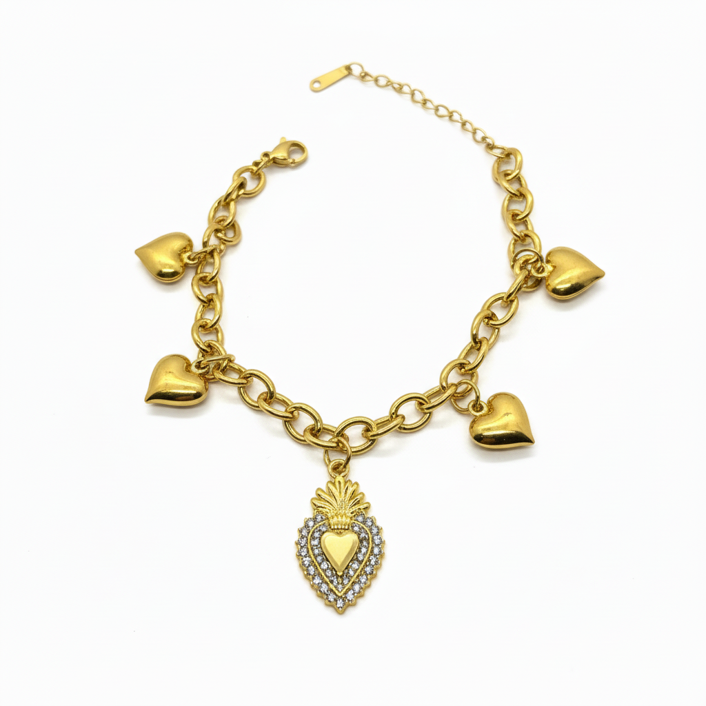 BRACCIALE IN ACCIAIO  "CUORE DI PASSIONE"