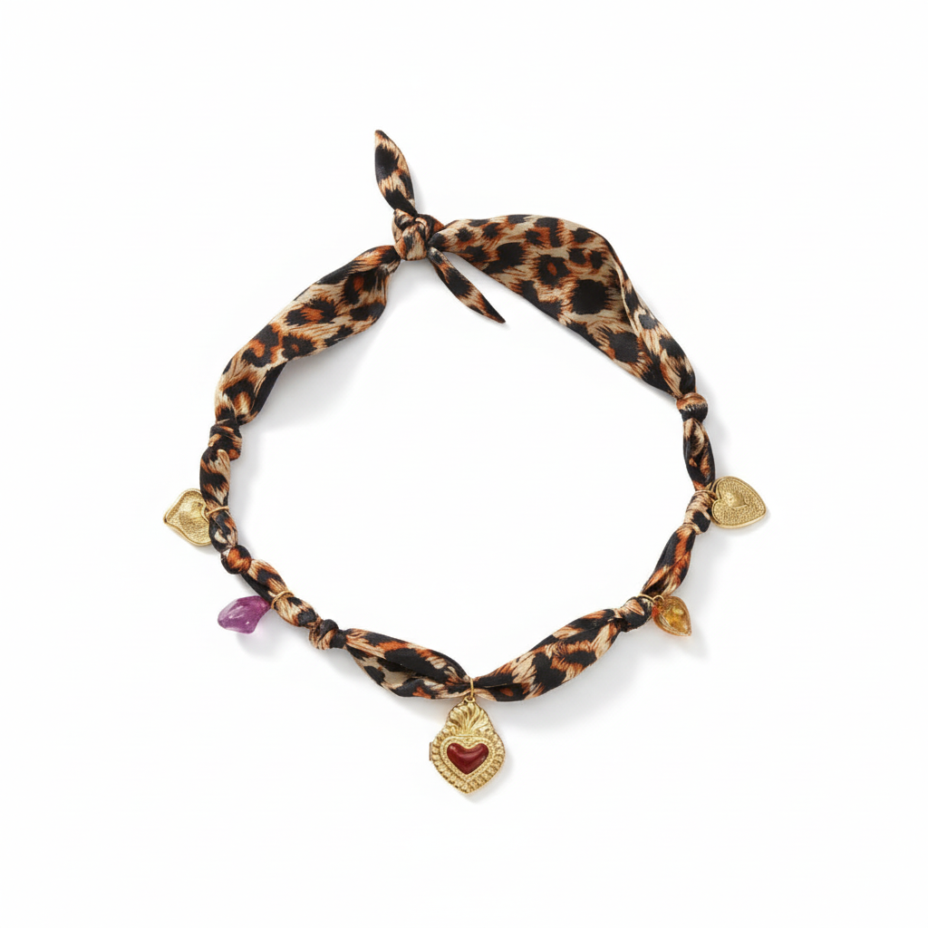 COLLANA FOULARD  IN ACCIAIO CUORE DI PASSIONE